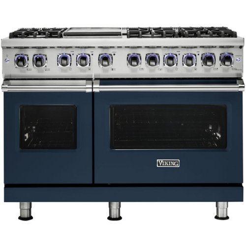 Viking - Professional 7 Series 7.3 Cu. Ft. Freestanding Double Oven Dual Fuel LP Gas Convection Range with Self-Cleaning - Slate blue