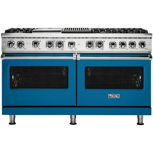 Viking - Professional 5 Series Freestanding Double Oven Dual Fuel Convection Range with Self-Cleaning - Alluvial blue