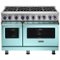 Viking - 48"W 7-Series Dual Fuel Self-Clean Range-8 Burners-LP - Bywater Blue-Front_Standard