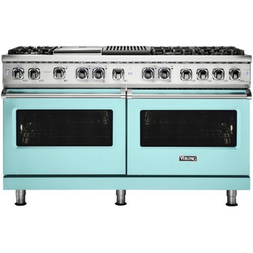 Viking - Professional 5 Series Freestanding Double Oven Dual Fuel Convection Range with Self-Cleaning - Bywater blue