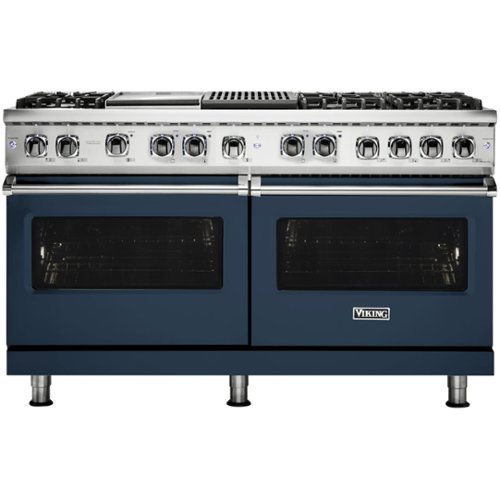 Viking - Professional 5 Series 9.4 Cu. Ft. Freestanding Double Oven Dual Fuel LP Gas Convection Range with Self-Cleaning - Slate blue