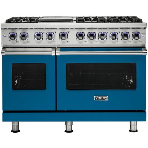 Viking - Professional 7 Series Freestanding Double Oven Dual Fuel Convection Range with Self-Cleaning - Alluvial blue
