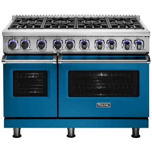 Viking - Professional 7 Series Freestanding Double Oven Dual Fuel Convection Range with Self-Cleaning - Alluvial blue
