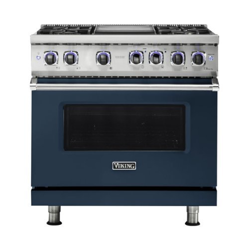 Viking - Professional 7 Series 5.6 Cu. Ft. Freestanding Dual Fuel True Convection Range with Self-Cleaning - Slate blue