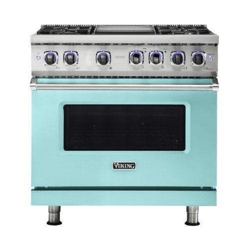 Viking - Professional 7 Series 5.6 Cu. Ft. Freestanding Dual Fuel True Convection Range with Self-Cleaning - Bywater blue