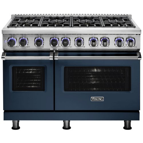 Viking - Professional 7 Series 7.3 Cu. Ft. Freestanding Double Oven Dual Fuel LP Gas Convection Range with Self-Cleaning - Slate blue