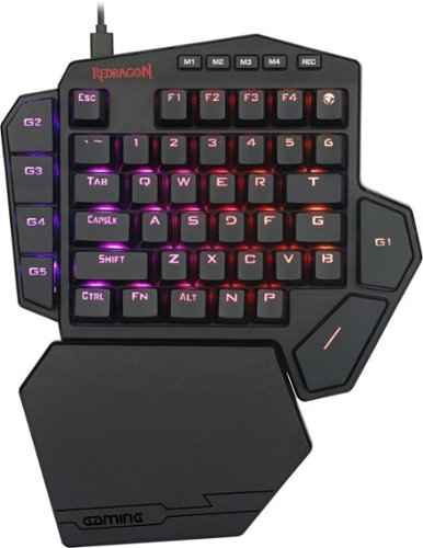 REDRAGON - One-Handed RGB Mechanical Blue Switch Gaming Keyboard - Black-Front_Standard 