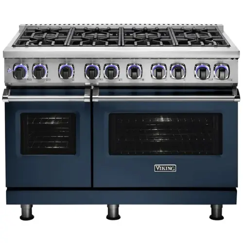 Front. Viking - VGR Freestanding 7-Series Gas 48"W Range - Slate Blue.