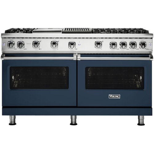 Viking - Professional 5 Series 8 Cu. Ft. Freestanding Double Oven LP Gas Convection Range - Slate blue