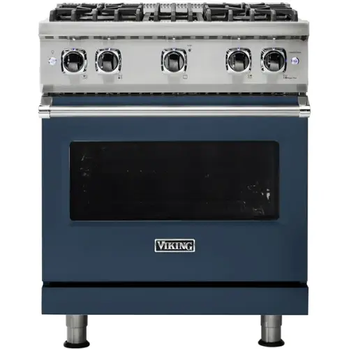 Front. Viking - Professional 5 Series 4.0 Cu. Ft. Freestanding LP Gas Convection Range - Slate Blue.
