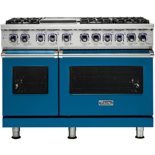 Viking - Professional 7 Series 6.1 Cu. Ft. Freestanding Double Oven LP Gas Convection Range - Alluvial blue