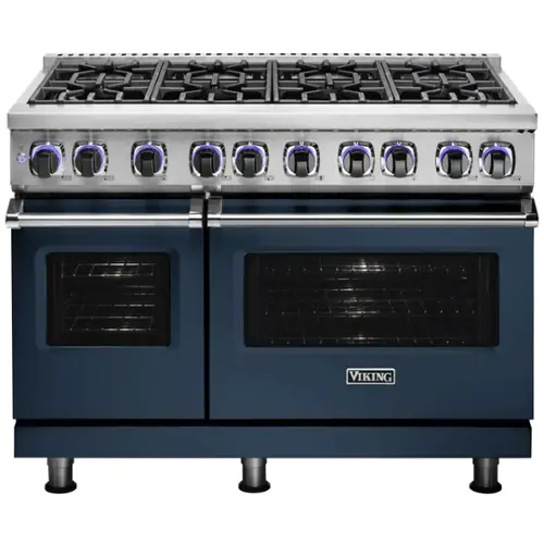 Front. Viking - VGR Freestanding 7-Series Gas 48"W Range - Slate Blue.