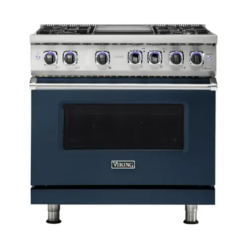 Front. Viking - VGR Freestanding 7-Series Gas 36"W Range - Slate Blue.