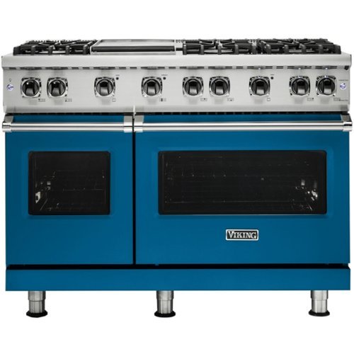 Viking - Professional 5 Series 6.1 Cu. Ft. Freestanding Double Oven LP Gas Convection Range - Alluvial blue
