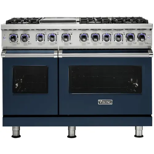 Front. Viking - VGR Freestanding 7-Series Gas 48"W Range - Slate Blue.
