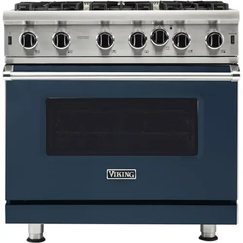 Front. Viking - Professional 5 Series 5.1 Cu. Ft. Freestanding LP Gas Convection Range - Slate Blue.