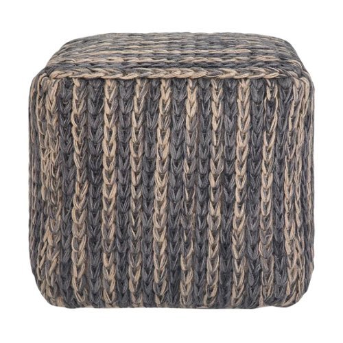 Simpli Home - Mullins Square Contemporary Polystyrene/Cotton Pouf - Blue/Natural