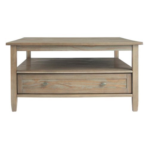 

Simpli Home - Warm Shaker Square Rustic Wood 2-Drawer Coffee Table - Distressed Gray