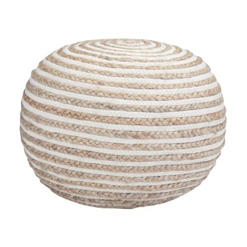Simpli Home - Yolanda Round Contemporary Polystyrene/Cotton Pouf - Natural