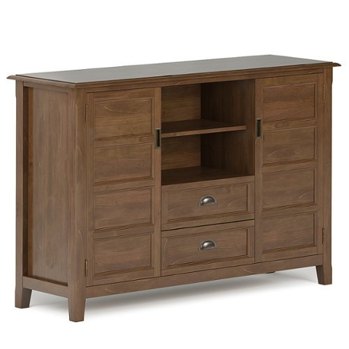 Simpli Home - Burlington Solid Wood 54 inch Wide Transitional TV Media Stand For TVs up to 60 inches - Medium Saddle Brown