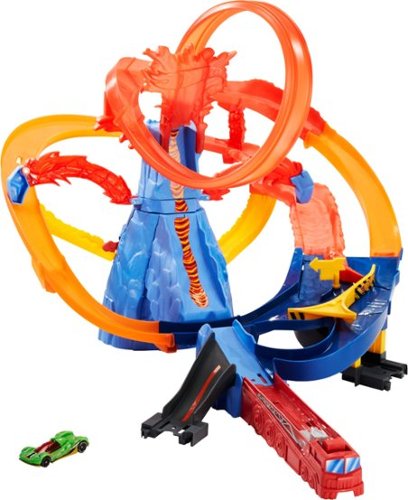 Hot Wheels - Volcano Escape Motorized Track Set - Orange/Blue