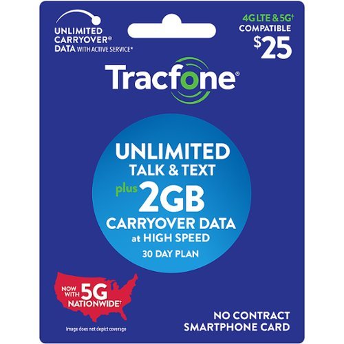 TracFone - $25 Smartphone Unlimited Talk & Text plus 2GB Plan (Email Delivery) [Digital]