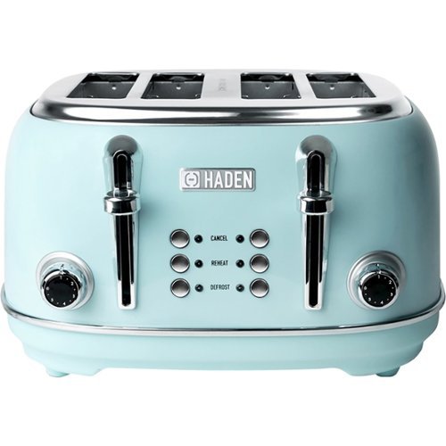 Haden Heritage 4-Slice Toaster, Wide Slot for Bagels with Multi Settings - Turquoise