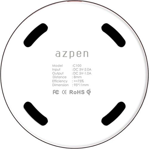 Azpen 10W Qi Certified Fast Charge Wireless Charging Pad for iPhone/Android - White/Black WORLDWIDE DELIVERY