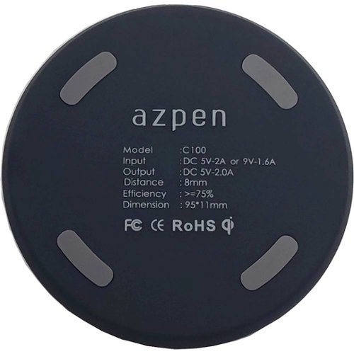 Azpen 10W Qi Certified Fast Charge Wireless Charging Pad for iPhone/Android - Black/Gray GLOBAL SHIPPING