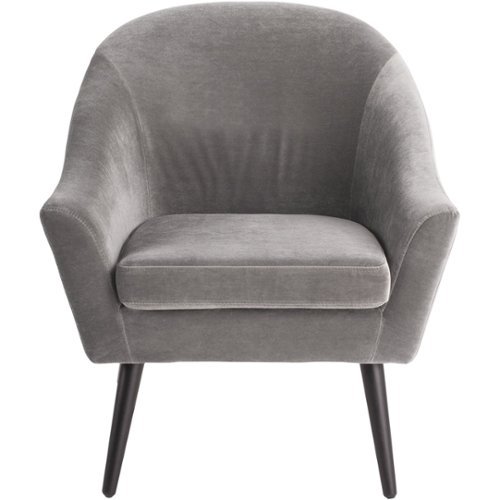 Elle Decor - Elle Décor Modern Wood & Velvet Plush Accent Chair - French Gray