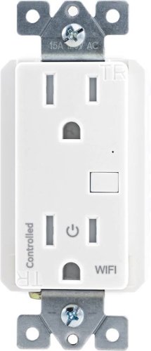  GE - myTouchSmart Receptacle Wi-Fi Smart Outlet - White/Light Almond