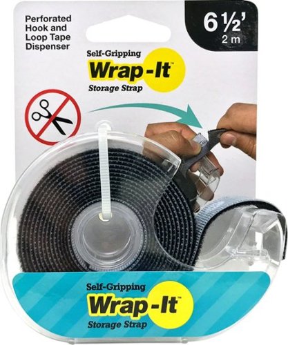 Wrap-It Storage - 6.5' Self-Gripping Perforated Hook and Loop Roll - Black