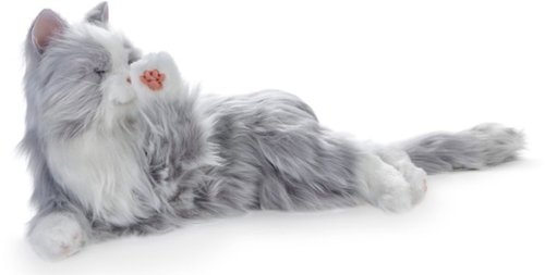Joy for All Companion Pet Cat - Silver With White Mitts WORLDWIDE DELIVERY