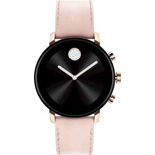 Movado - Connect 2.0 Smartwatch 40mm Ion-Plated Stainless Steel - Pale Rose Gold Ion-Plated And Pink Leather Band
