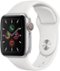 Geek Squad Certified Refurbished Apple Watch Series 5 (GPS + Cellular) 40mm Silver Aluminum Case with White Sport Band - Silver Aluminum - (2019)-Front_Standard
