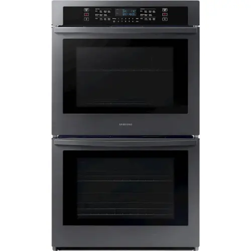 Front. Samsung - 30" Built-In Double Wall Oven with WiFi - Black Stainless Steel.