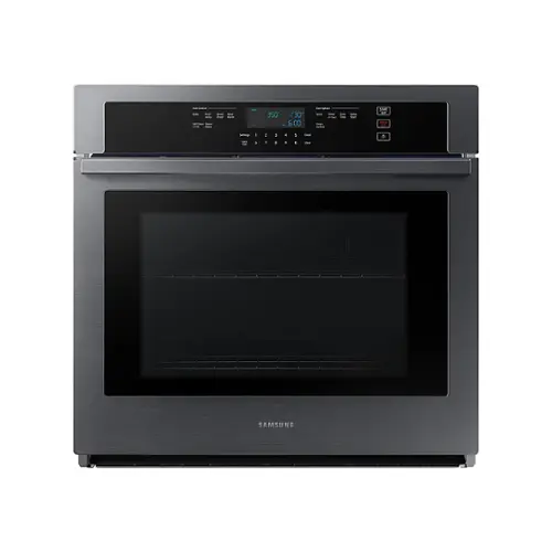 Front. Samsung - 30" Built-In Single Wall Oven with WiFi - Black stainless steel.