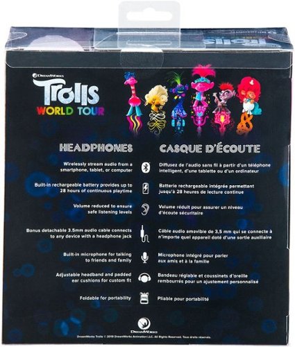 Trolls World Tour Wireless Over-the-Ear Headphones - Pink/Black WHERE TO BUY