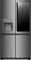 Front. LG - SIGNATURE 22.8 Cu. Ft. French Door-in-Door Counter-Depth Smart Refrigerator with InstaView - Textured Steel.