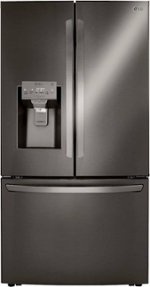 LG - 23.5 Cu. Ft. French Door Counter-Depth Refrigerator with Craft Ice - Black stainless steel - Front_Standard