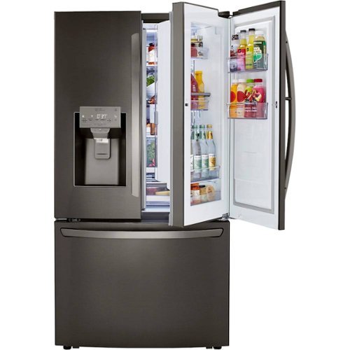 LG - 23.5 Cu. Ft. French Door-in-Door Counter-Depth Refrigerator with Craft Ice - Black stainless steel