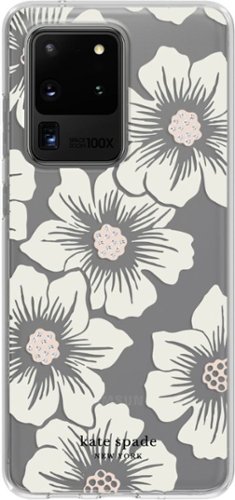 kate spade new york - Protective Hard-Shell Case for Samsung Galaxy S20 Ultra 5G - Hollyhock Floral Clear/Cream With Stones
