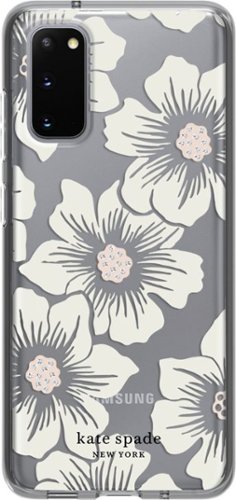 kate spade new york - Protective Hard-Shell Case for Samsung Galaxy S20 5G - Hollyhock Floral Clear/Cream With Stones