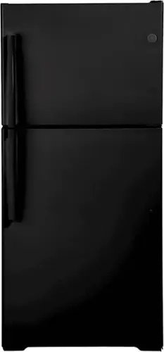 Front. GE - 19.2 Cu. Ft. Top-Freezer Refrigerator - Black.