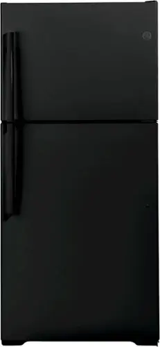 Front. GE - 19.2 Cu. Ft. Top-Freezer Refrigerator - Black.