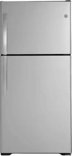 Front. GE - 19.2 Cu. Ft. Top-Freezer Refrigerator with Premium Inner Door Modular Bins - Stainless steel.