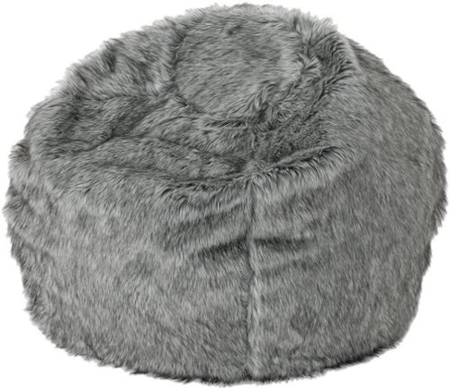 Noble House - Caroga Faux Fur Bean Bag Chair - Dark Gray + Light Gray Streaks-Front_Standard 
