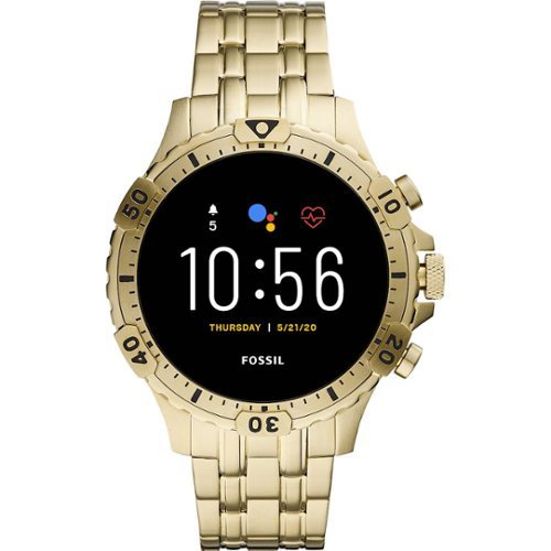 Fossil - Gen 5 Smartwatch 46mm Stainless Steel - Gold with Gold Stainless Steel Band-Front_Standard 