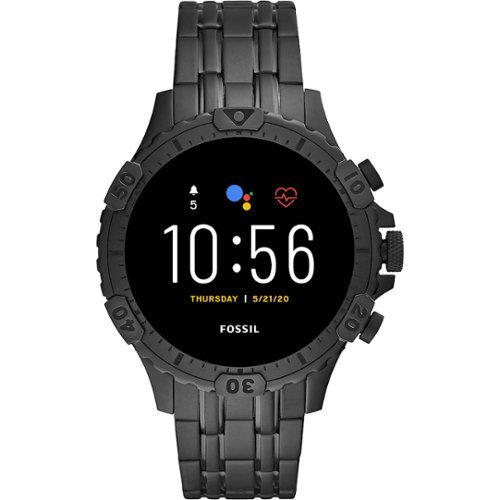 Fossil - Gen 5 Smartwatch 46mm Stainless Steel - Black with Black Stainless Steel Band-Front_Standard 