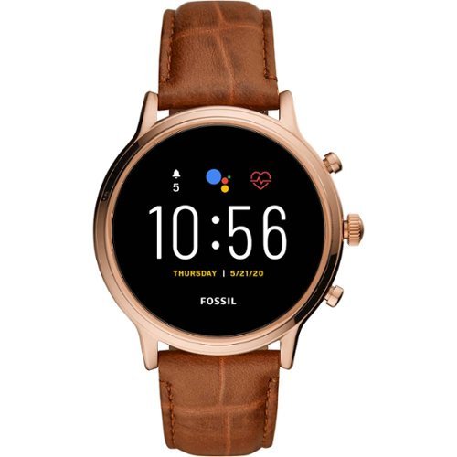 Fossil - Gen 5 Smartwatch 44mm Stainless Steel - Rose Gold With Brown Croco Leather Band - (2019)-Front_Standard 